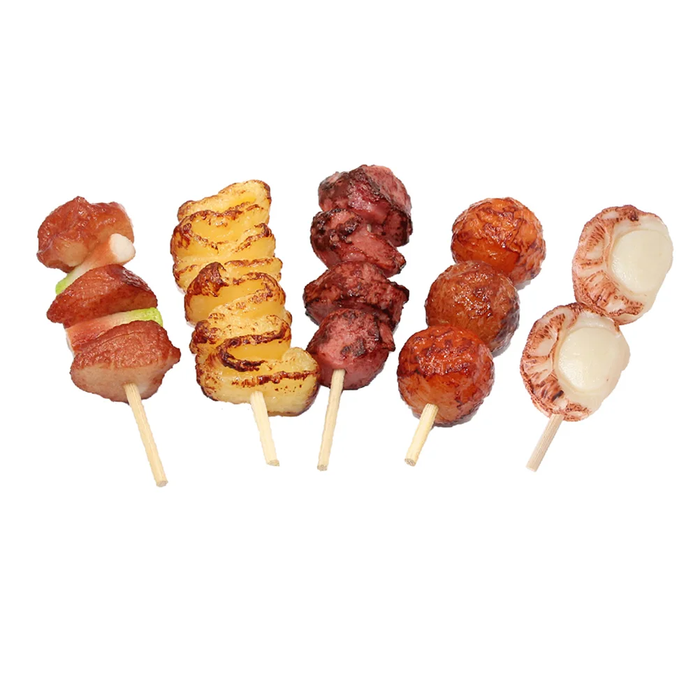 

5 Pcs Dollhouse Miniatures Simulation Barbecue Skewers Food Toy Decorate Fake Grill Realistic Child