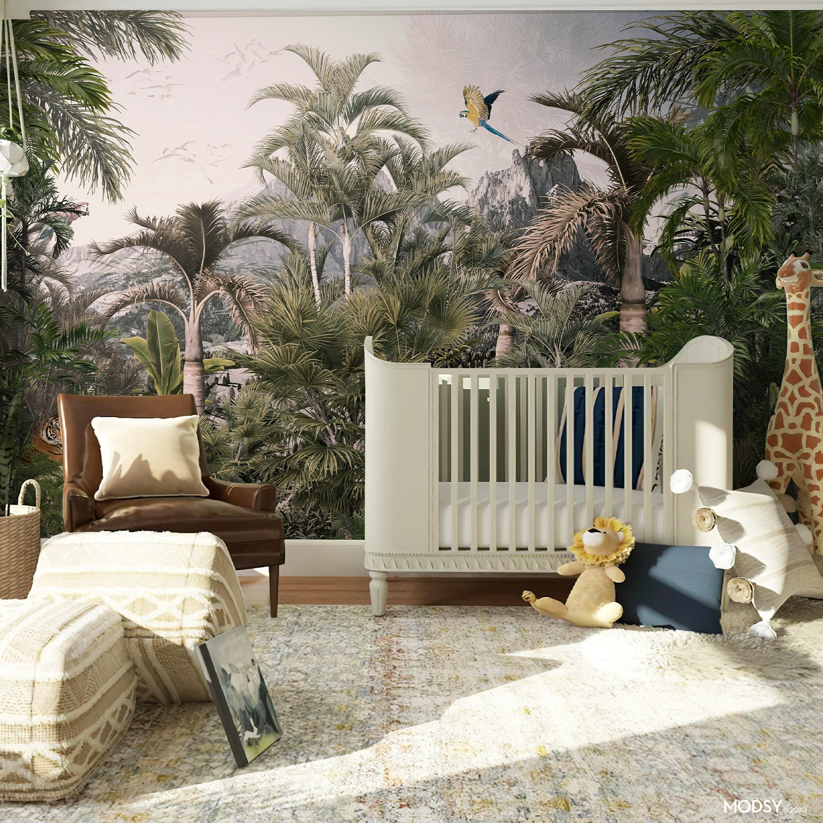 Zeeko тропические джунгли зеленая фреска самоклеящаяся лес папоротник лист