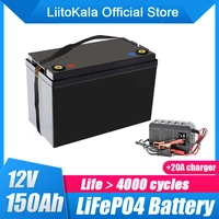 liitokala lifepo4 12 8v 12v 150ah lithium battery 100a bms for 1200w boats solar energy storage golf carts rv inverter 14 6v20a