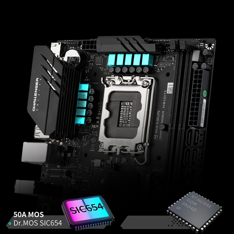 Материнская плата компьютера MAXSUN MS-Challenger H610 ITX поддерживает процессор Intel 12th