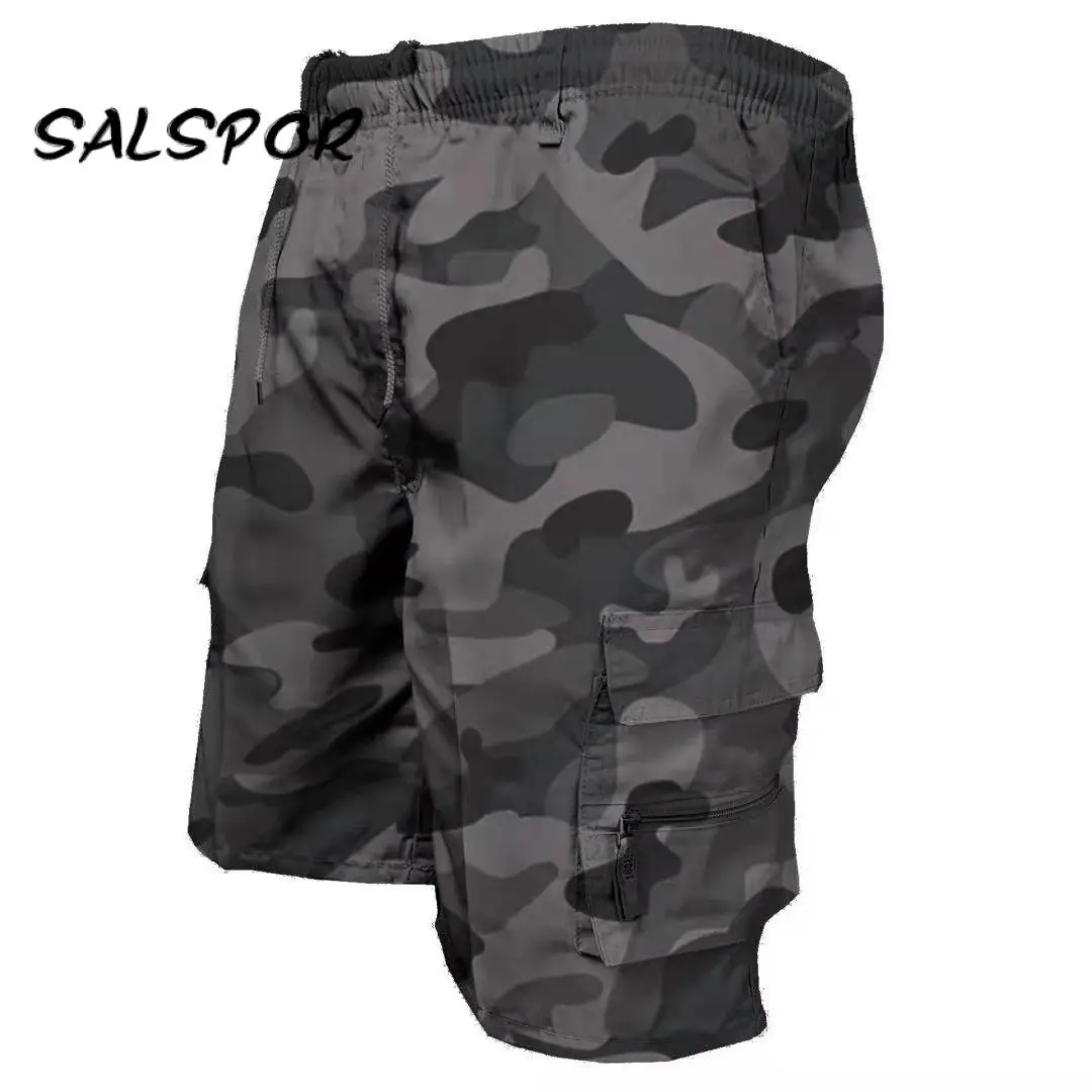 SALSPOR Men's Overalls Shorts Loose Casual Outdoor Sports Pants Brethable Stretchy Pockets Boardshorts  Male Fashion Streetwear images - 6
