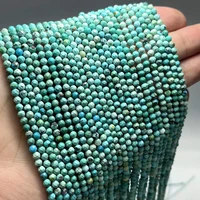 234mm aaa hubei turquoise faceted round natural stone loose spacer beads for jewelry making diy bracelet necklace 15%e2%80%9d