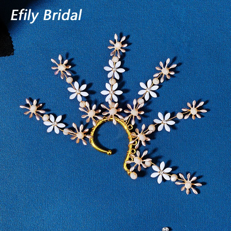 

Efily Korean Flower Ear Cuff Without Piercing Clip Earrings for Women Elegant Sparkling Zircon Crystal Ear Clip Wedding Jewelry