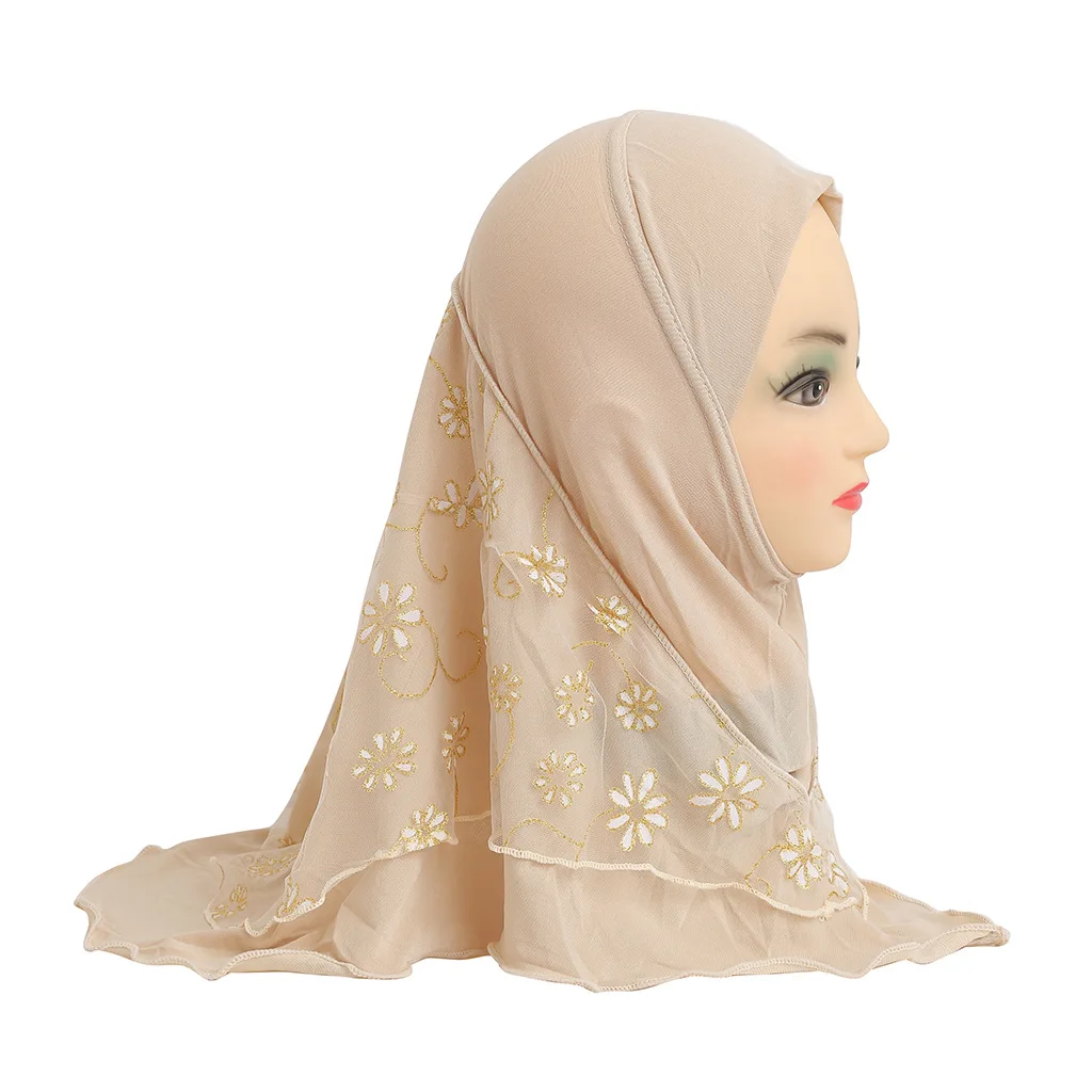 H043 2-6Y Muslim Kid Hijab Girls One Piece Amira Instant Scarf Islam Ready To Wear Head Wrap Prayer Turban Headscarf
