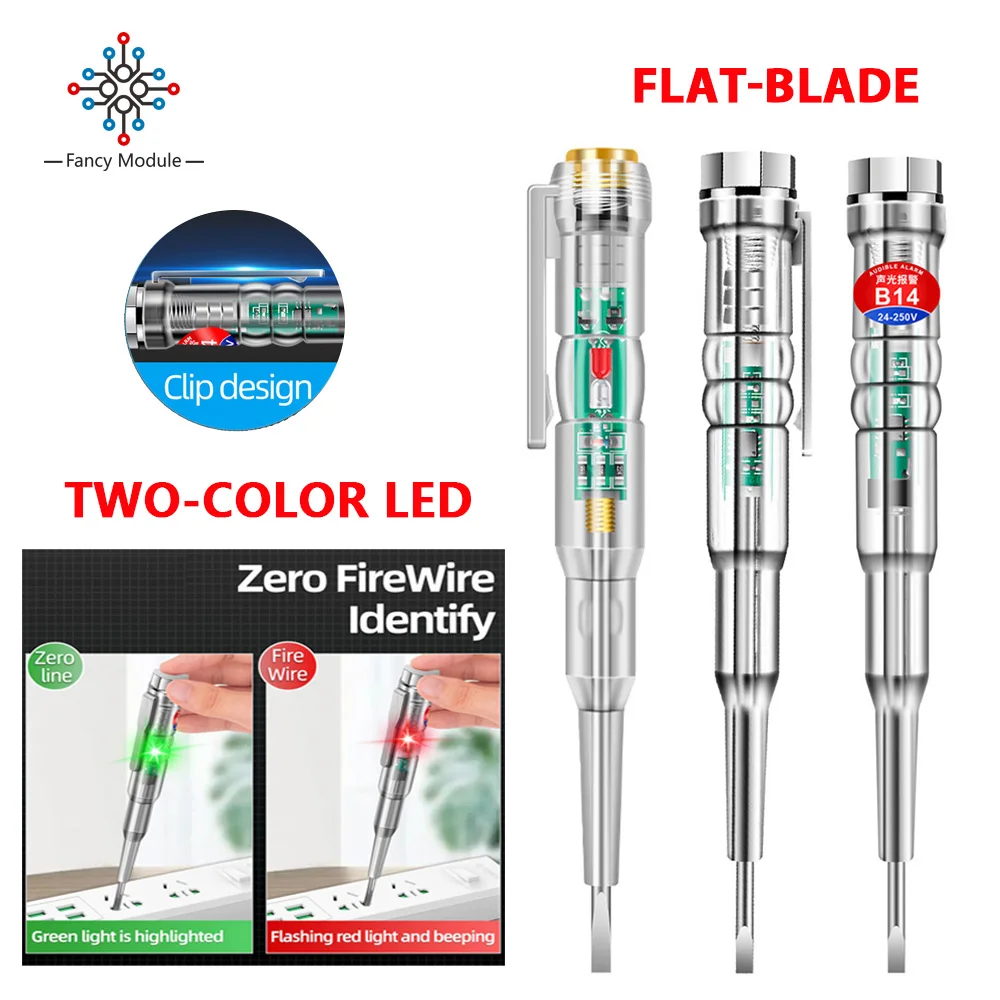

AC 24-250V Test Pen Non-contact Induction Tester Electric Indicator Screwdriver Two-color LED Indicator Sensor Voltage Detector