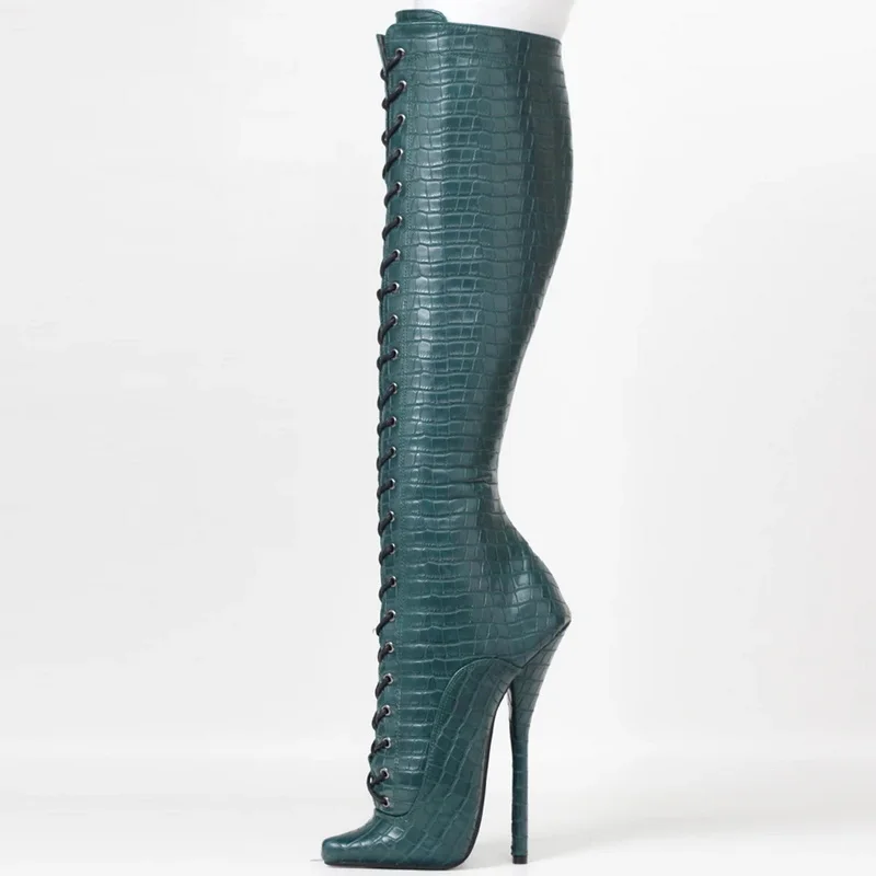 FHC каблук 18 см женские сапоги до колена Фетиш обувь для танцев на сцене