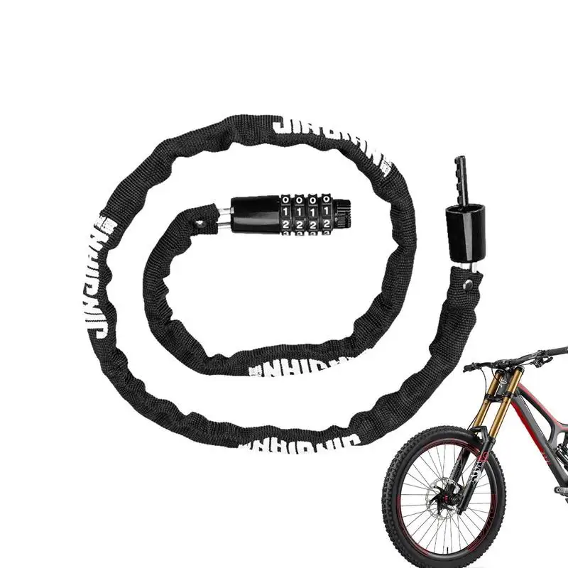 

Bicycle Locks Heavy Duty Anti Theft 3.28ft Long Bicycle Lock Chain With Combination Resettable 4 Digit Security Electric Scooter