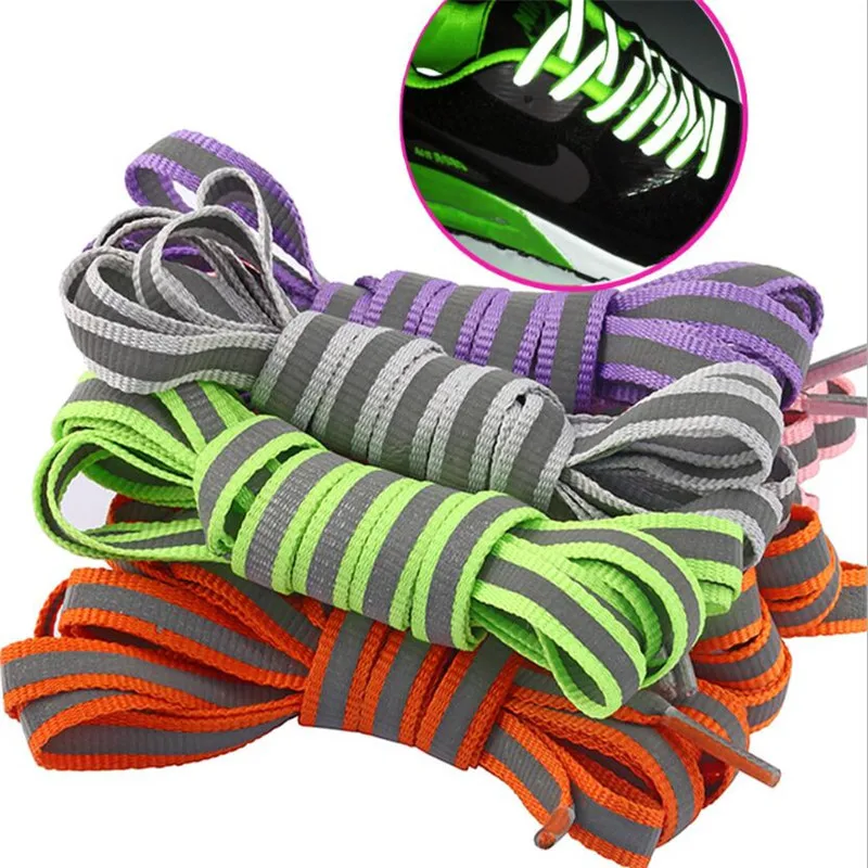 

1 Pair Flat 120CM Reflective Runner Shoe Laces Safety Luminous Glowing Shoelaces Unisex For Sport Basketball Canvas Shoes