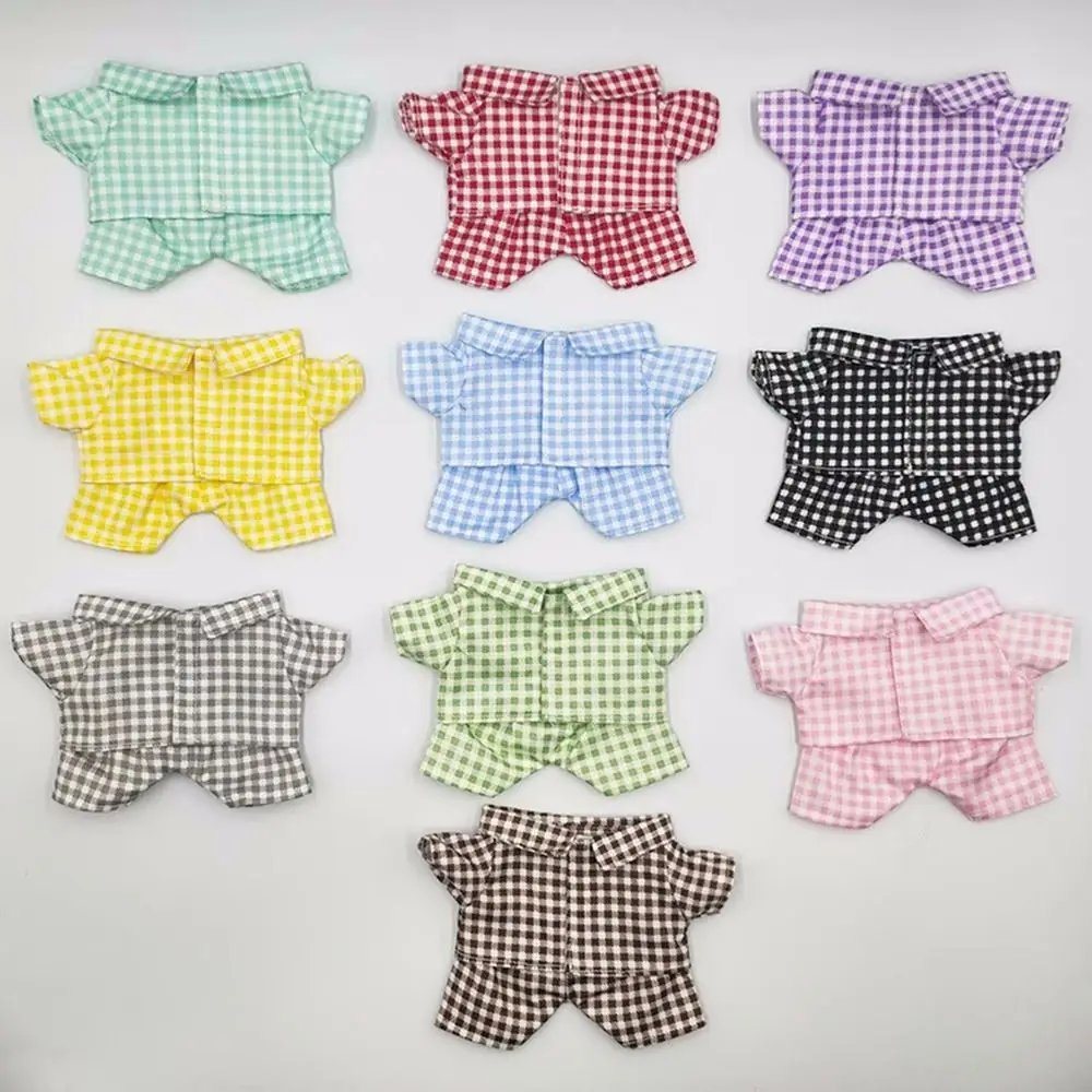 

20cm Doll Clothes Casual Plaid Shirt Pajama Set Cotton Tops Shirt Pants For Idol Dolls Accessories Kids Dress Up Plush Toys Gift