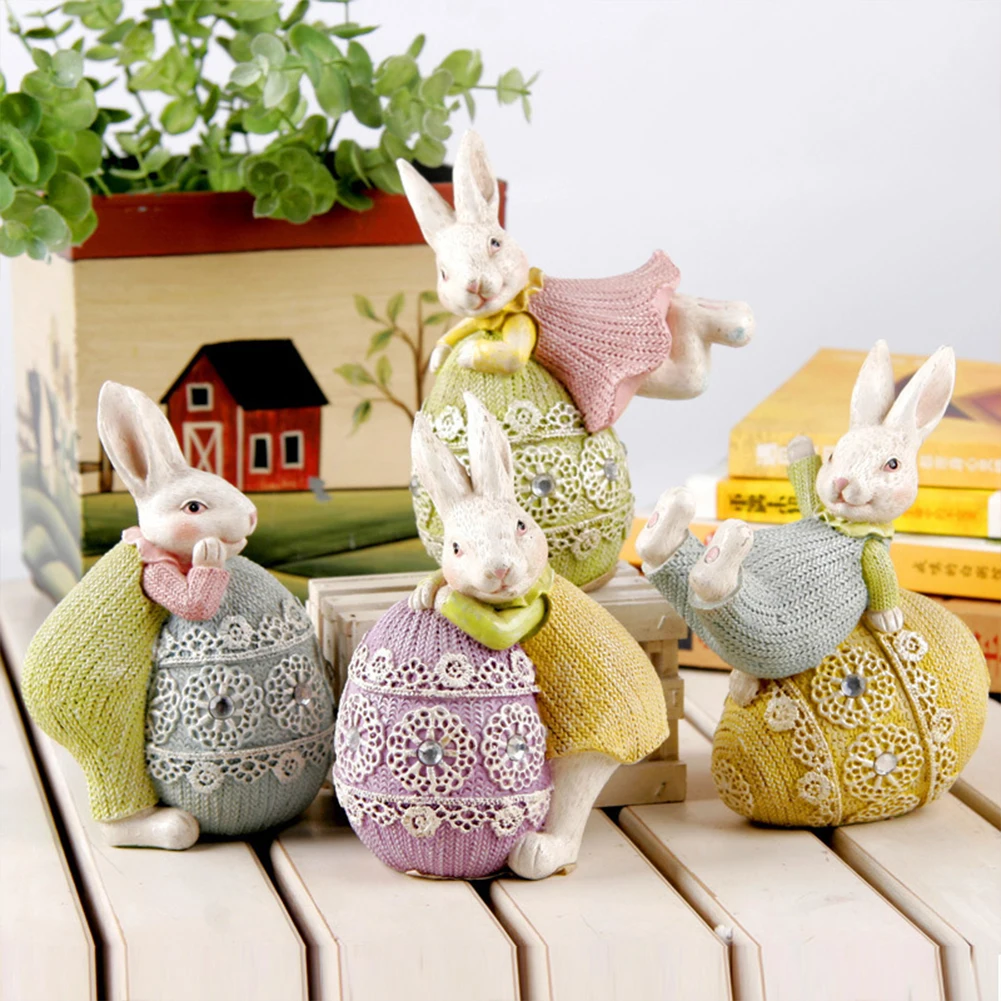 

Весенняя Пасхальная Статуэтка кролика, статуэтка кролика из смолы, художественные поделки, украшение, пасхальные яйца, кролики для весеннего, пасхального украшения