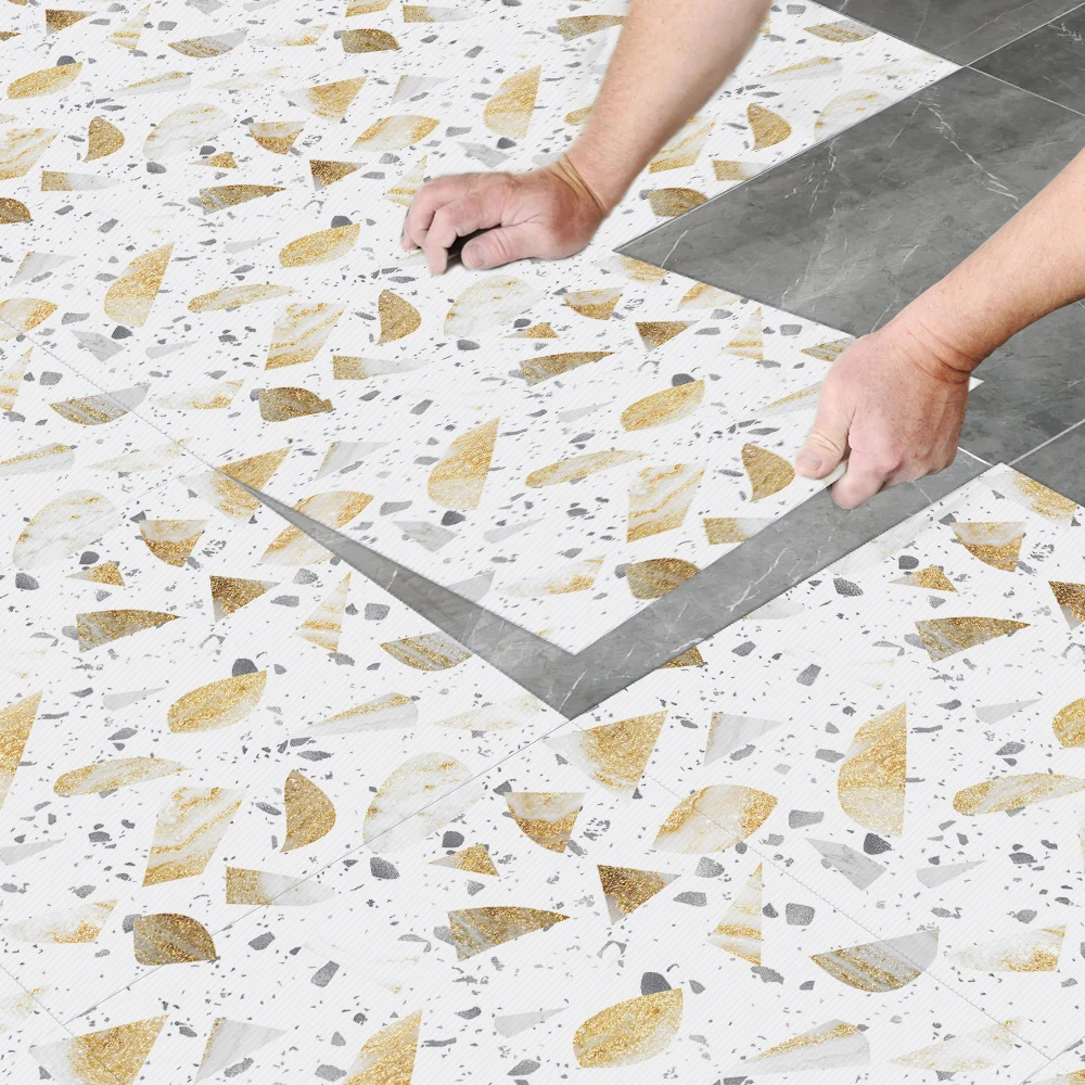 

Damokoo 4PCS Self-Adhesive Square Peel and Stick Non-Slip Waterproof Removable Bathroom Kitchen Home Decor Floor Tile Sticker
