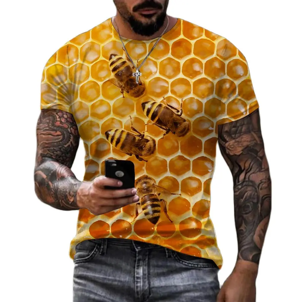 

New Summer Funny Bee 3D Printed Men's T-shirt Unisex Personality Street Round Neck Short Sleeve Harajuku Oversized T Shirt
