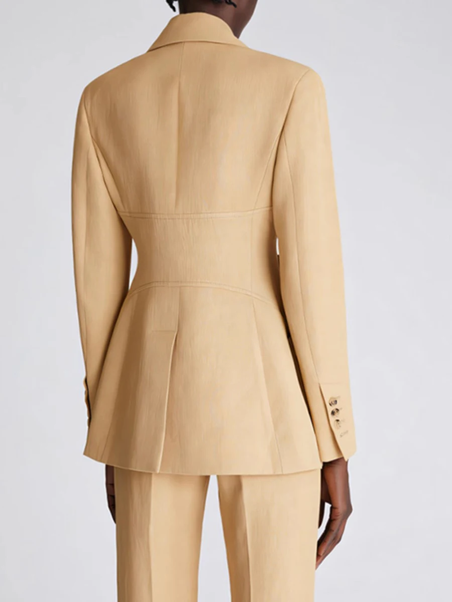 VGH однотонный сращенный пояс винтажный утягивающий блейзер для женщин с зубчатым