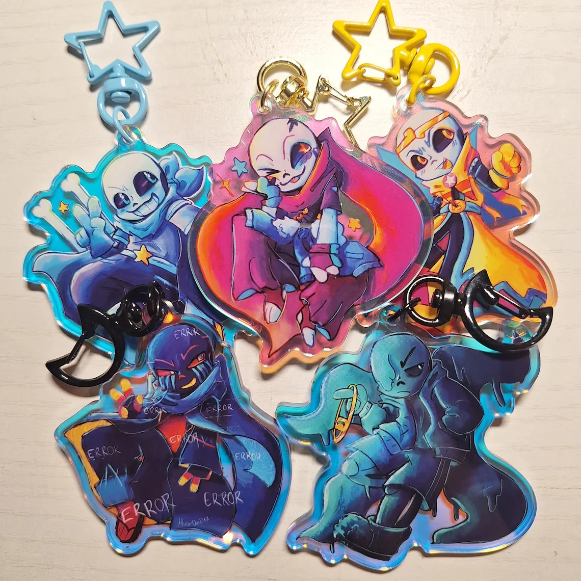 Фото Брелок UTMV Sanse - Акриловые подвески Ink Swap Dream Error Nightmare - Подарок для фанатов Undertale - Подвеска для рюкзака №1
