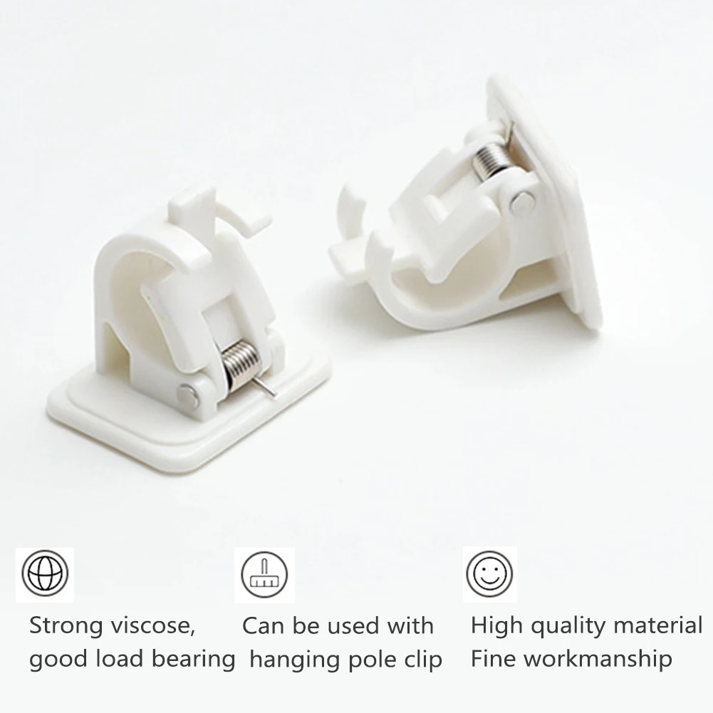 

Self Adhesive Easy Mount Curtain Clamp Windproof Bathroom Storage Strong Load Capacity Rail Rack Home Wall Hooks Crossbar Clips