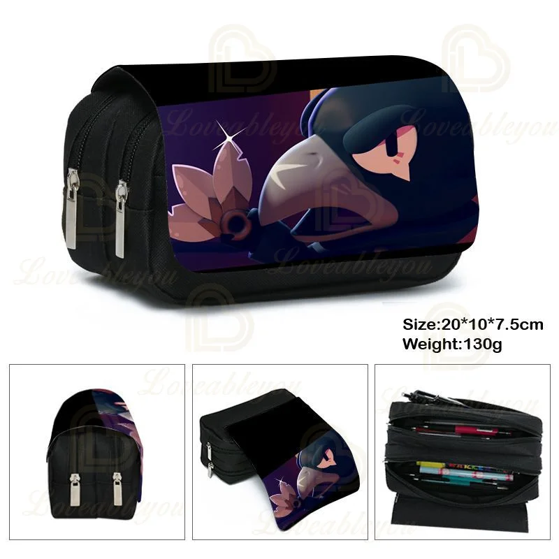 

Stars Print Pencil Case Kids Pencil Box Shoot Game Canvas Stretch Double Layer Large Capacity Cute School Stationery