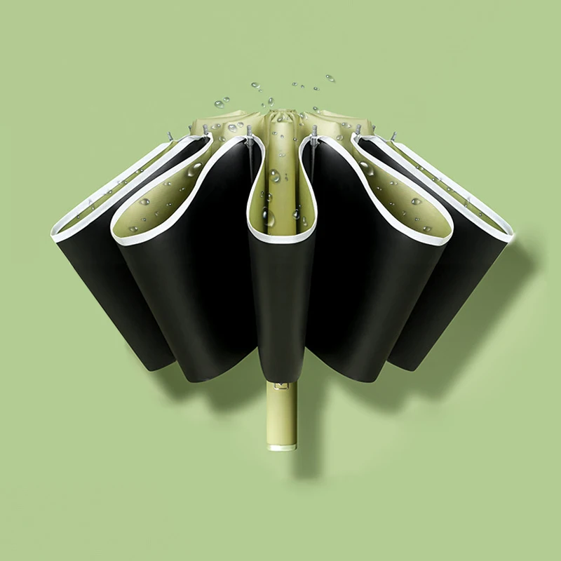 

Upgraded 90 Pints Automatic Reverse Folding Umbrella Windproof Safety LED Fluorescence Strip Anti-UV Parasol for Business Fully