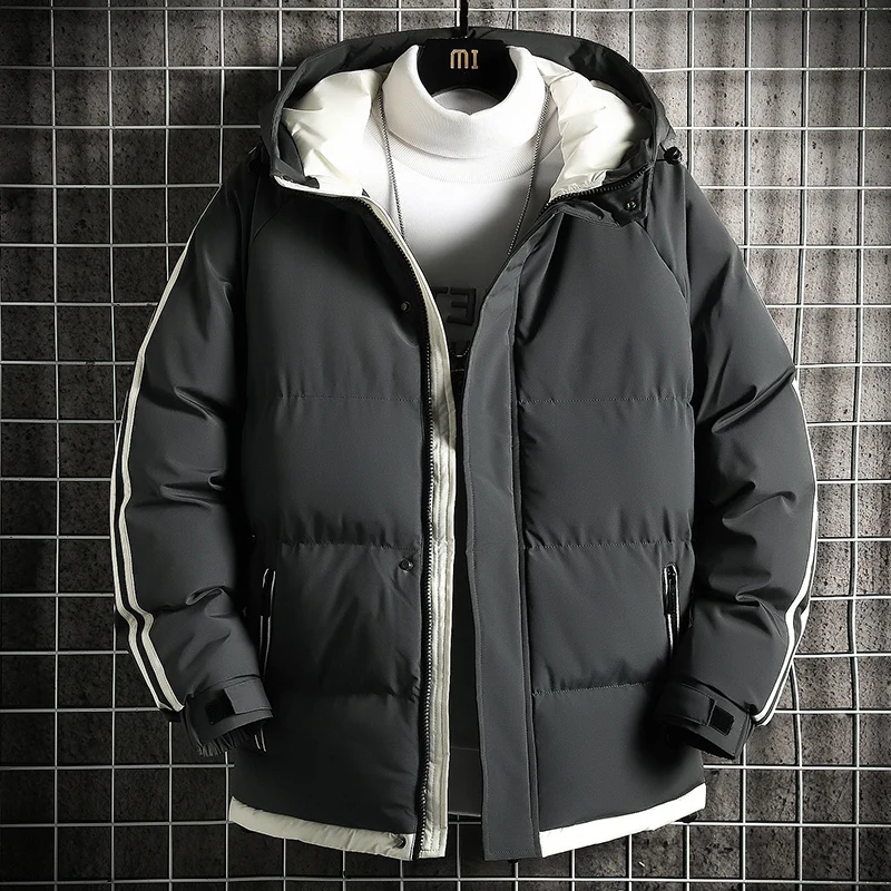 2022 New Winter Korean Style Men Cotton-padded Coat Thick Hooded Jacket Male Couple's High-necked Overcoat Men's Clothing M-6XL
