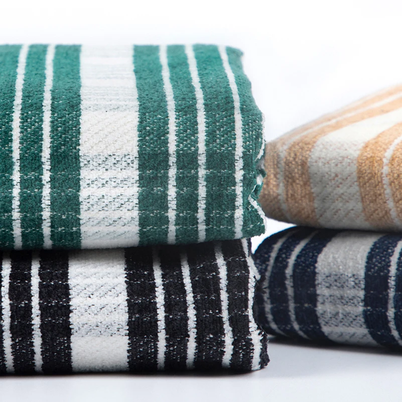 Полосатая рубашка из утолщенной синели для шитья осеннее и зимнее пальто брюки