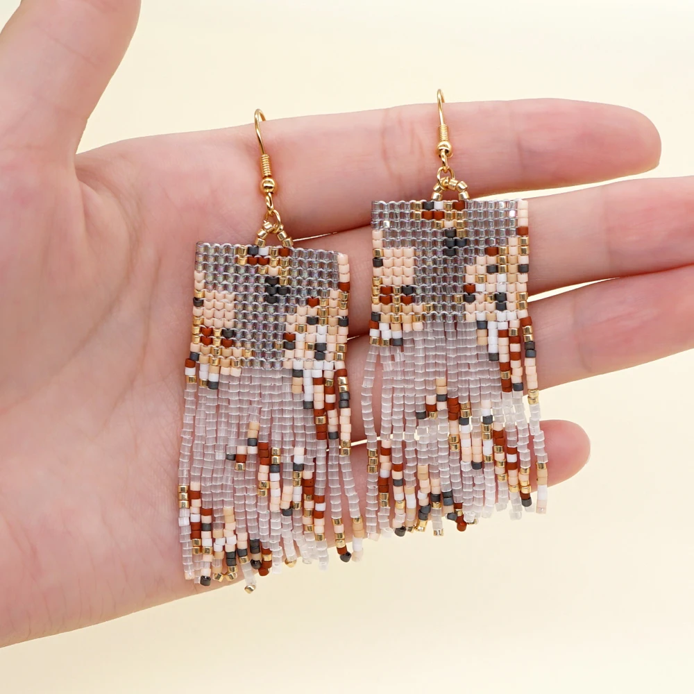 Go2Boho Leopard Print Jewelry Earrings Handmade Miyuki Beads With Tassel Bohemia Earrings For Women images - 6