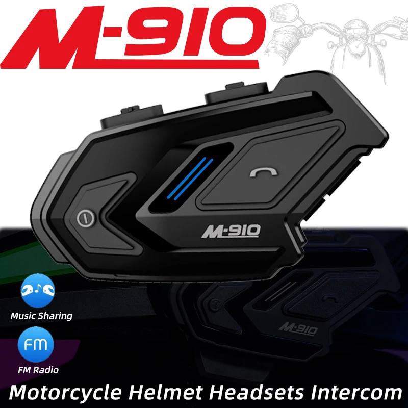 

Motorcycle Helmet Headsets Intercom 1200m Bluetooth Moto Communication System Rider Interphone GPS FM Radio BT5.0 Wireless M910