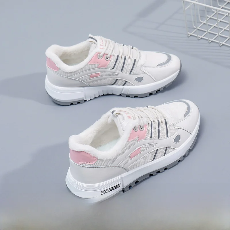 Shoes Genuine Leather Small Cotton 2 03 New Hundred Steps Winter Velvet plus White Running Women Warm High-Grade Matc...