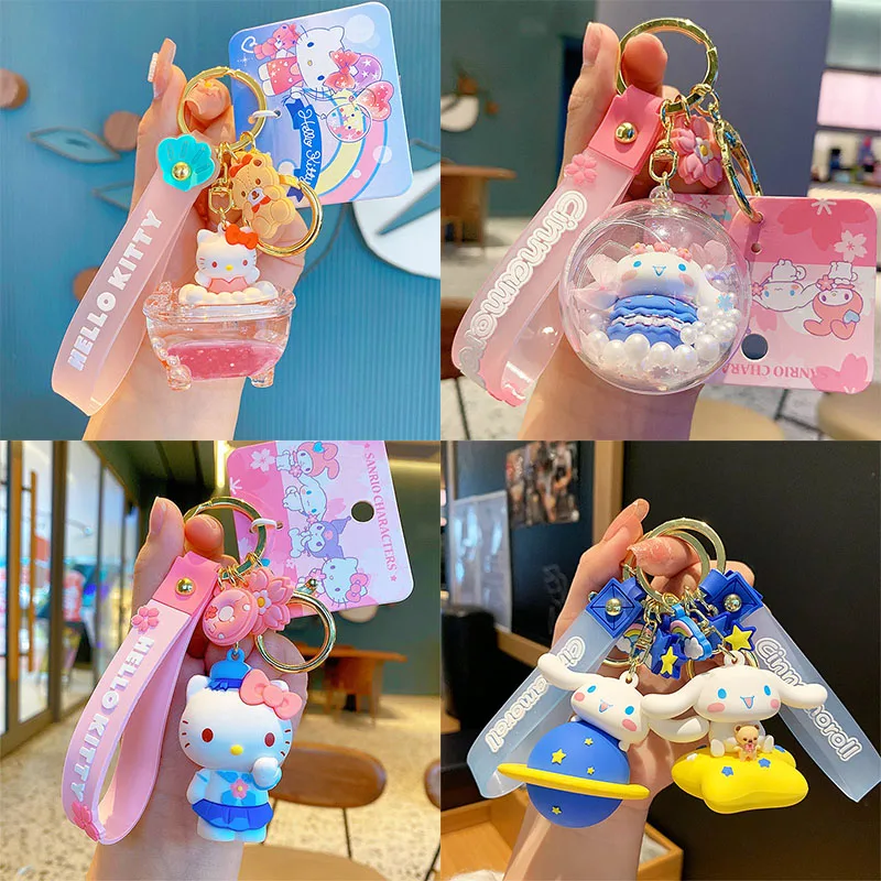 

Kawaii Hellokitty Keychain Cartoon Sanrio Mymelody Cinnamoroll Kuromi Car Keychain Girl Bag Pendant Creative Couple Doll