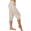 Womens Capri Yoga Pants Loose Drawstring Pajama Pants Lounge Joggers Pants with Pockets 2