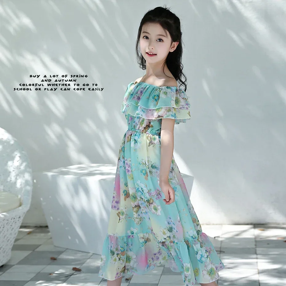 Летнее платье Aixinghao для девочек шифоновые сарафаны сарафан Пляжное с цветочным