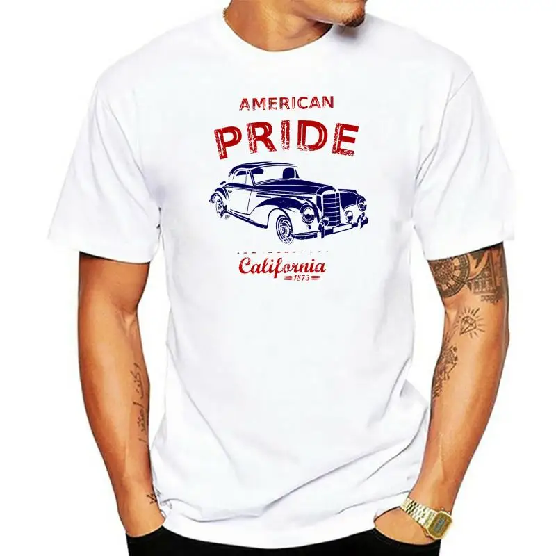 Фото Футболка California America Pride, винтажная футболка с автомобилем, футболка с изображением старого автомобиля, Cali Freedom, эмо, гот, подарок 712, мужская футболка №1