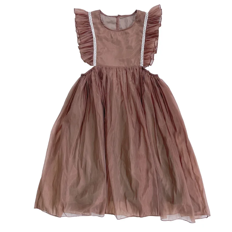 

Girls Dress Sleeveless Solid Color Princess Dresses Summer Children Sweet Mesh Dress Clothes For Teen Girl Fashion Clothing 2022