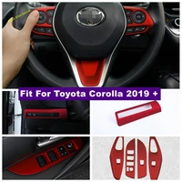 steering wheel window glass lift button lights control panel cover trim for toyota corolla 2019 2022 red interior refit kit