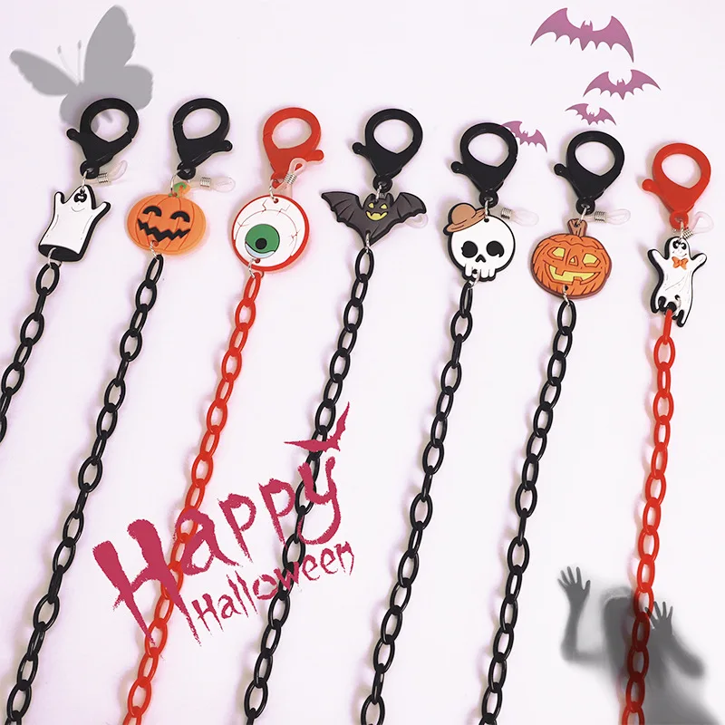 

New Cartoon Halloween Acrylic Children Mask Lanyard Anti-lost Glasses Chain Creative Masks Lanyards for Children and Adults