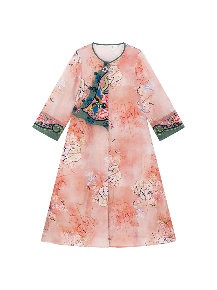 

2022 Spring New Artistic Retro Chinese Style Embroidery Round Neck Shirt For Women