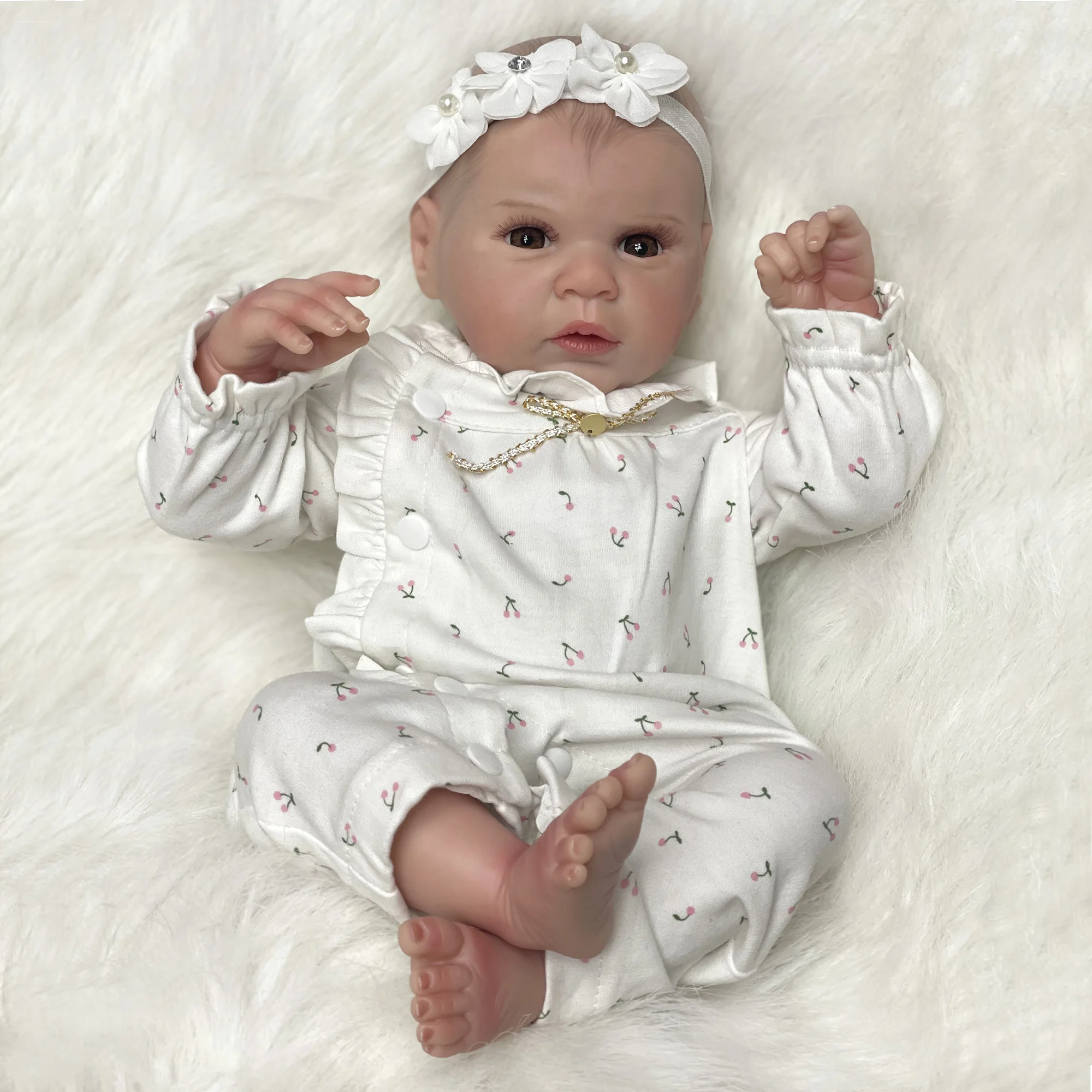

22 inch Lifelike Painted Hair Newborn Bebe Reborn Doll Handmade Painted Lovely Open Eyes Reborn Doll