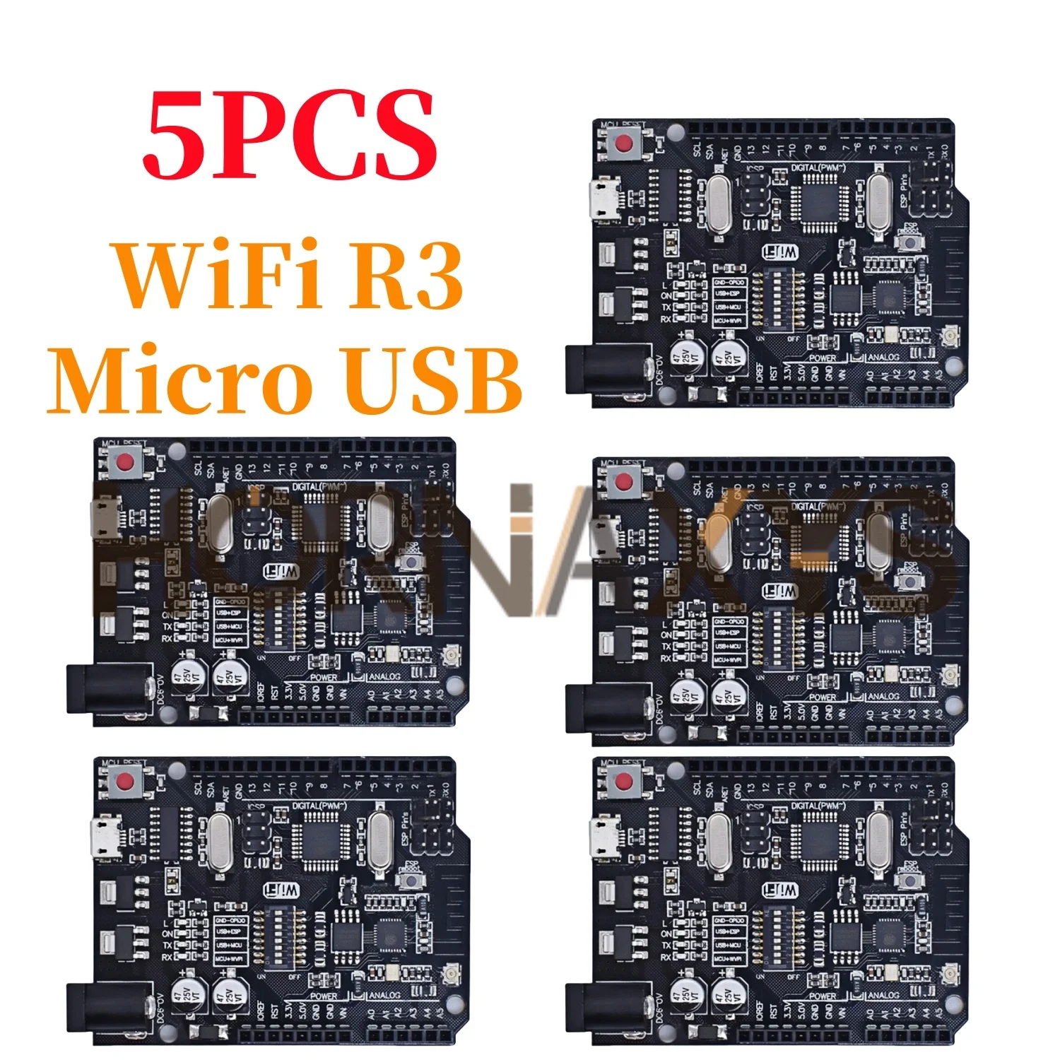 Фото 1-5Set/ UNO R3 Official Box ATMEGA16U2 / UNO+WiFi R3 MEGA328P Chip CH340G For Arduino UNO R3 Development Board WeMos ESP8266 №3