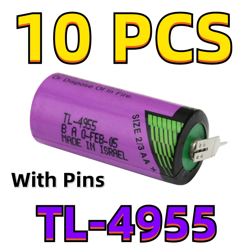 

10PCS Original NEW For TADIRAN TL-4955 2/3AA 14335 3.6V 1650mAh Memory Backup PLC Battery With Pins