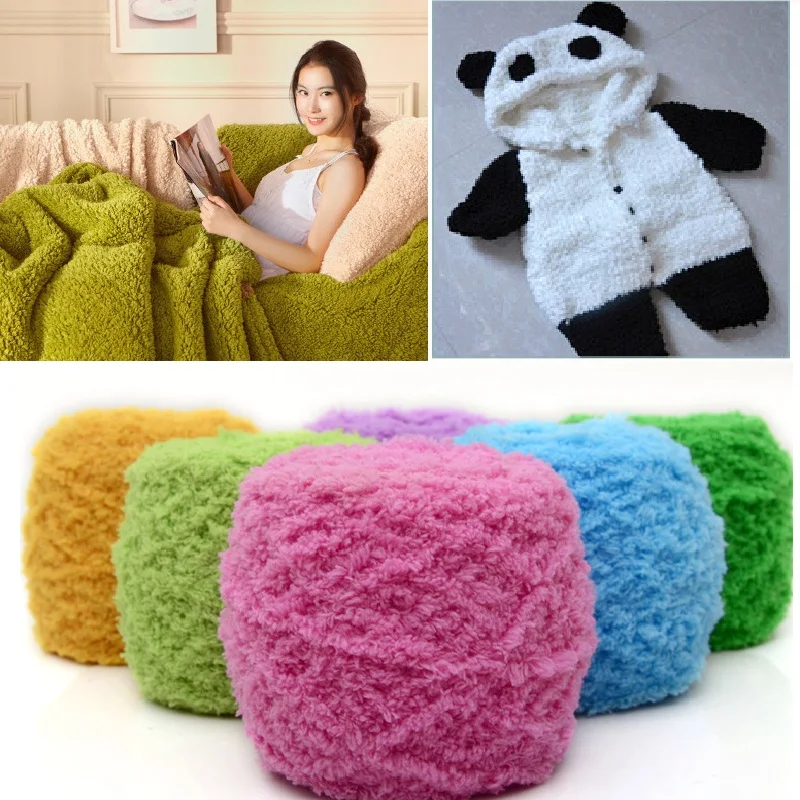 

2pcs*50g/Ball Soft Chenille Wool Yarn for Knitting Chunky Blanket Velvet Crochet Thread Sweater Scarf Fluffy Coral Freeshipping