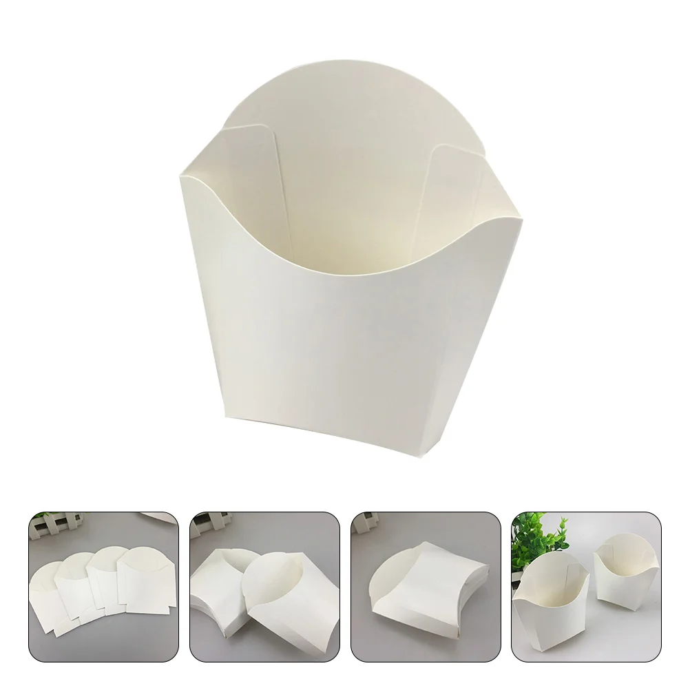 

French Holder Snack Fry Paper Box Container Cups Disposable Food Popcorn Containers Fried White Boxes Fries Cream Ice Compact