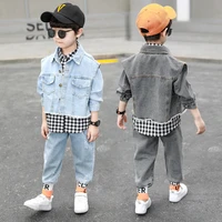 autumn boys clothes sport suit set 2022 new casual full sleeve denim childrens clothing cotton 3 pieces for 4 to 14 years