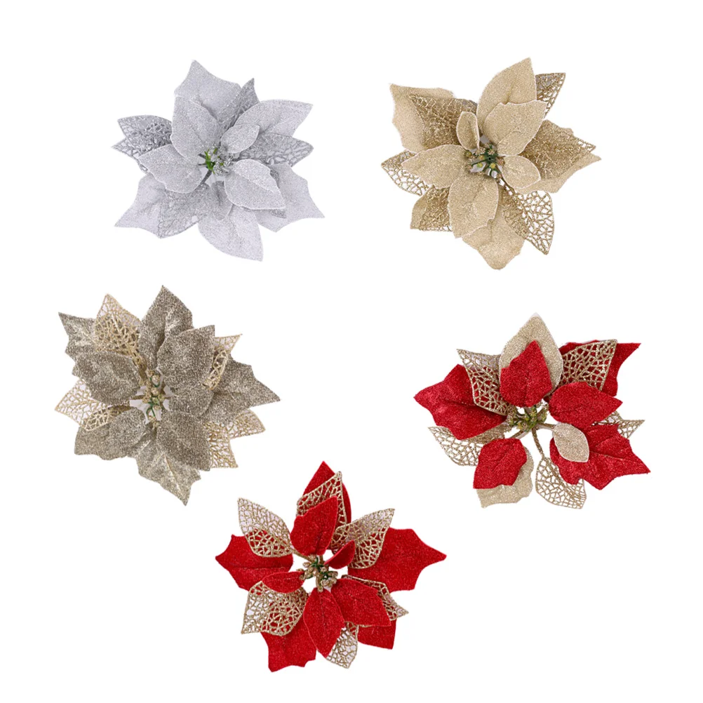 

5 pcs Christmas Wreath Poinsettia Christmas Poinsettia Small Poinsettia Christmas Flower Poinsettia Christmas Tree Decor