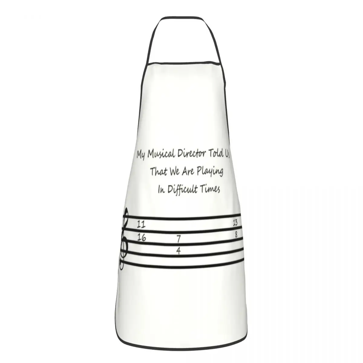 

Custom Bib These Are Difficult Times Apron for Men Women Unisex Adult Chef Kitchen Cooking Musician Music Notes Tablier Cuisine