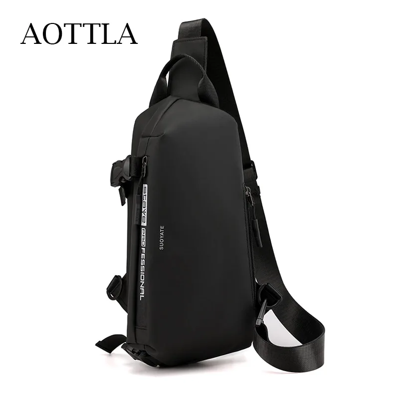 

AOTTLA 2022 Fashion Chest Bag Good Quality Nylon Men's Shoulder Bag Casual Men Sports Bag Hot Sale Classic Pure Color Brand Bag