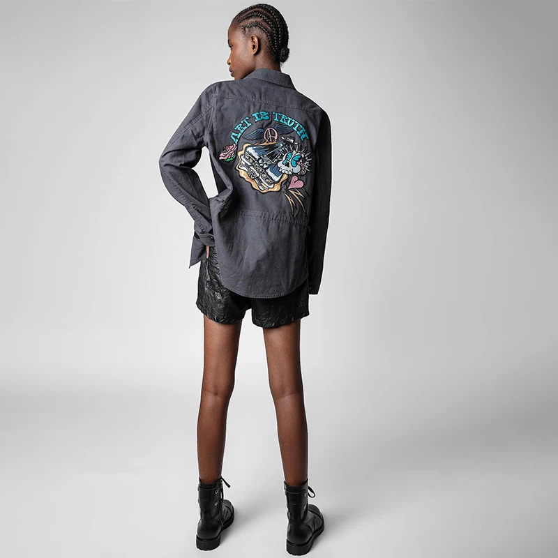 Zadig женская куртка шикарный отложной воротник повседневная рубашка с длинным