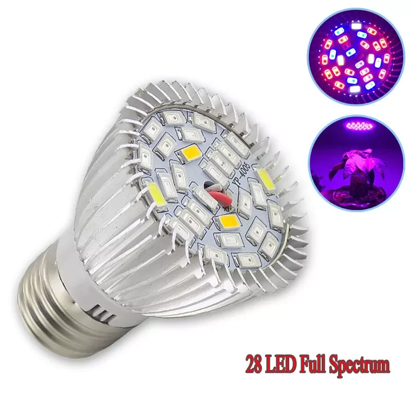 

Full Spectrum 28 LED Grow Plant Light Lamp Flower Lighting Bulb UV IR E27 For Hydro System Vegetable Green House