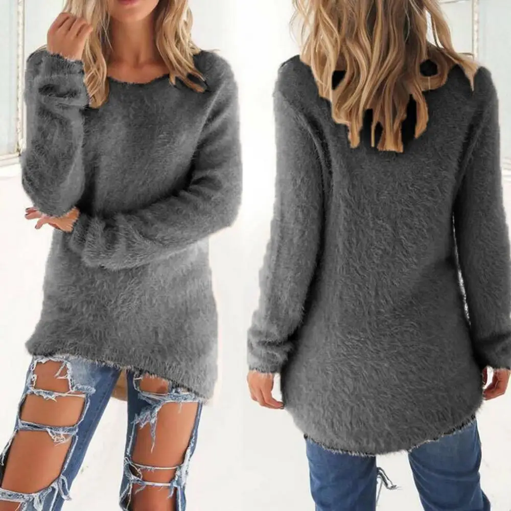 

Elegant Pullover Sweaters Women Autumn Winter O-Neck Long Sleeve Solid Loose Knitted Sweater Casual Oversized Female Tops Autumn