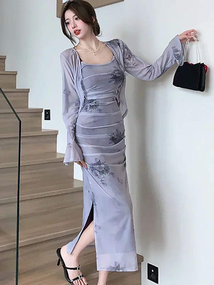 Женский комплект из 2 предметов повседневное плиссированное платье на