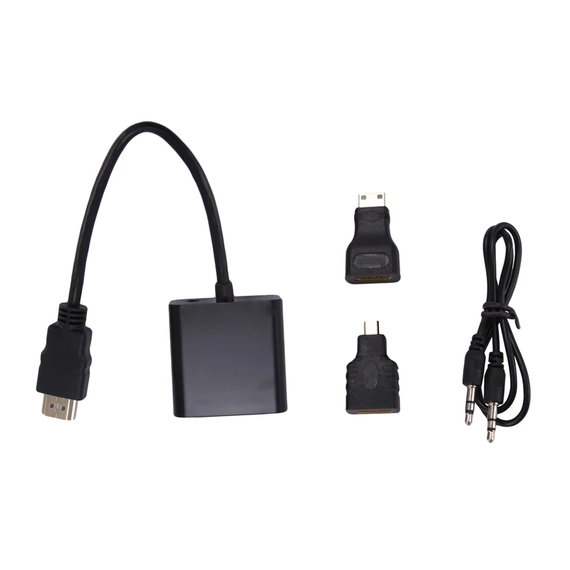 

Адаптер преобразователя 1080P Micro-HDMI/Mini HDMI/HDMI к VGA с аудио и видео кабелем