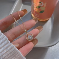 korean fashion light luxury gold titanium steel chain micro inlaid zircon star pendant necklace for women jewelry wedding party