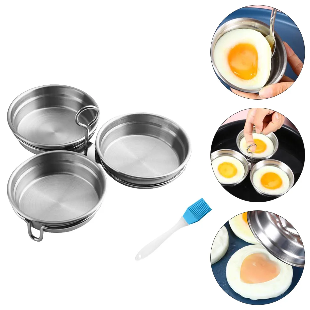 

Egg Poacher Poached Cooker Pan Maker Cups Cup Non Stick Eggs Steamed Boiler Mold Rings Molds Poaching Baking Steamer Holder Tart